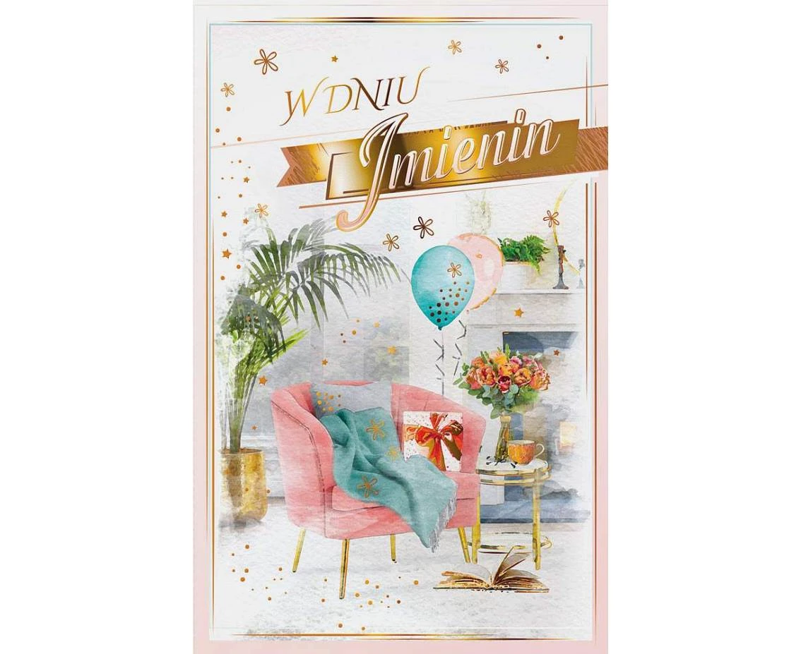 Name Day Card, Salon, balloons, 13x20,5 cm